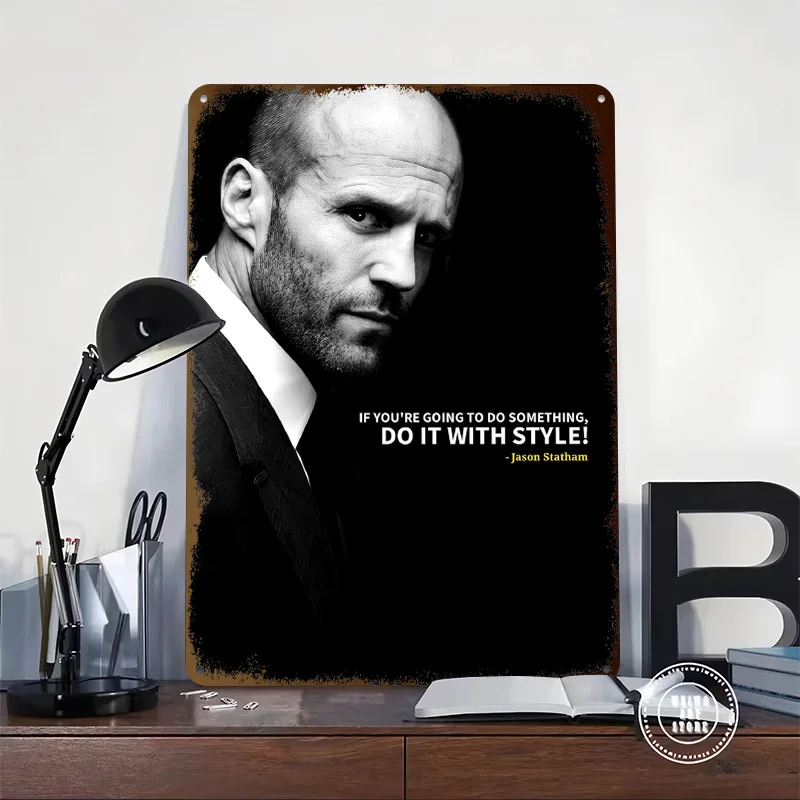 Jason Statham Quotes Tinplate Posters Customizable Wall Art Retro Vintage Metal Signs for Home Room Desk Decor Decoration Gaming