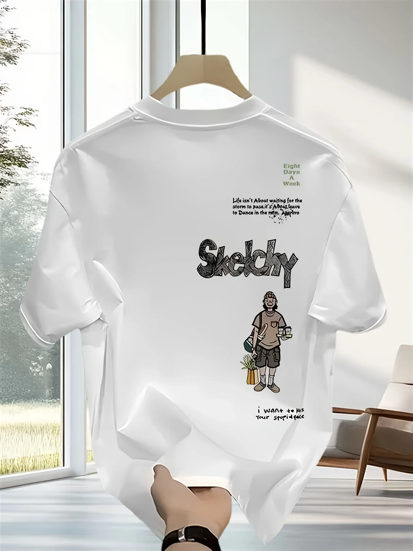 Trendy Portrait Printed Women's T-shirt, Men's and Women's Trendy Brand Fashion Casual Short Sleeved Top