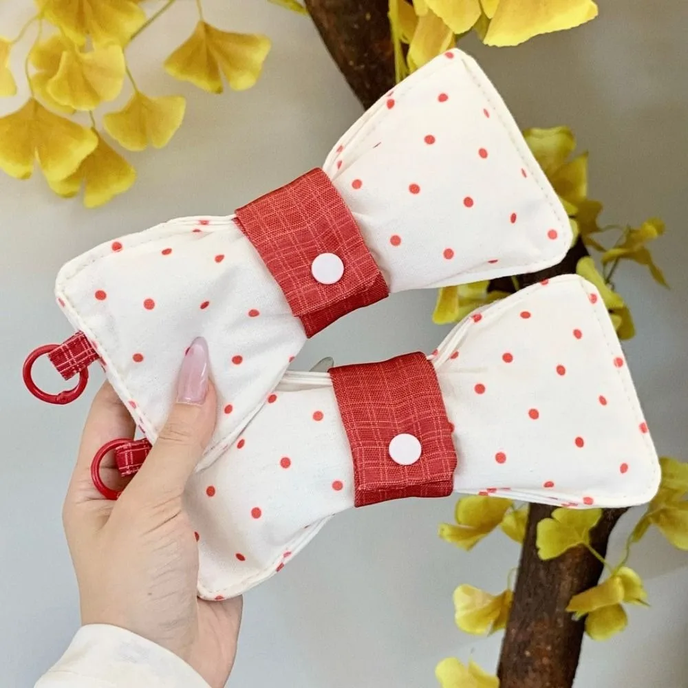 New Bowknot Shape Eyeglasses Pouch Anti-Pressure Snap Button Sunglasses Storage Bag Hanging Portable Glasses Case