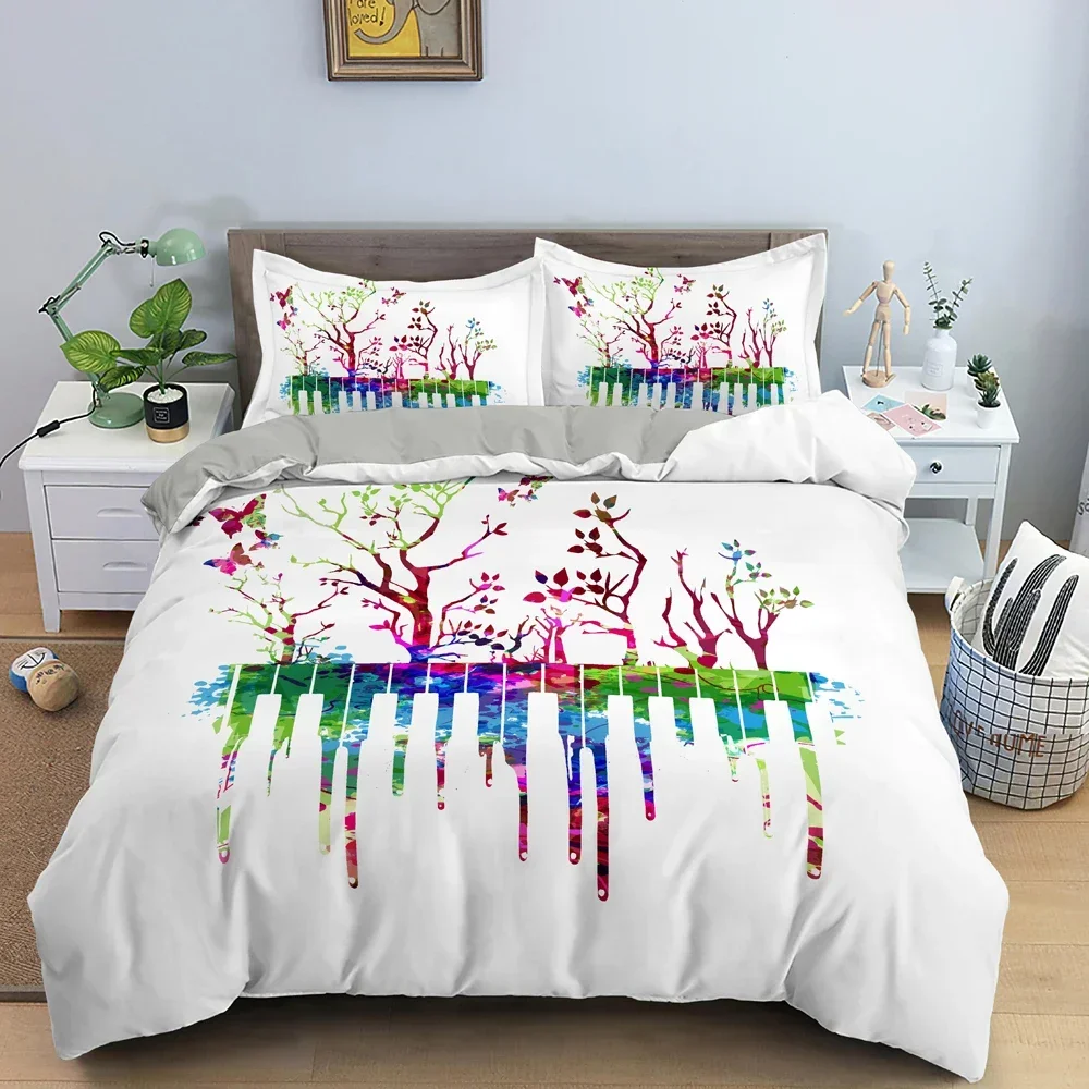 

Piano Pattern Musical Symbols Comfortable Duvet Quilt Cover Pillowcase Bedding Set Children Bedroom Decoration Home Textile