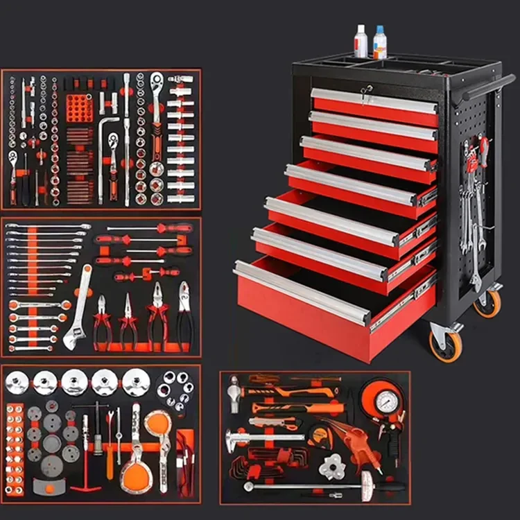 234 Pcs Rolling Box Heavy Duty Stainless Steel Tool Chest 7 Drawers Workbench Tool Cabinet Trolley Garage Workshop Tools