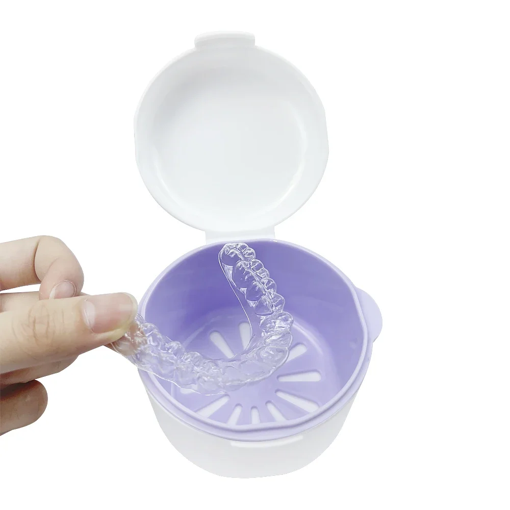 Orthodontic Dental Retainer Case - Invisible Braces Mouth Guard Denture Cleaning Storage Box for Oral Hygiene