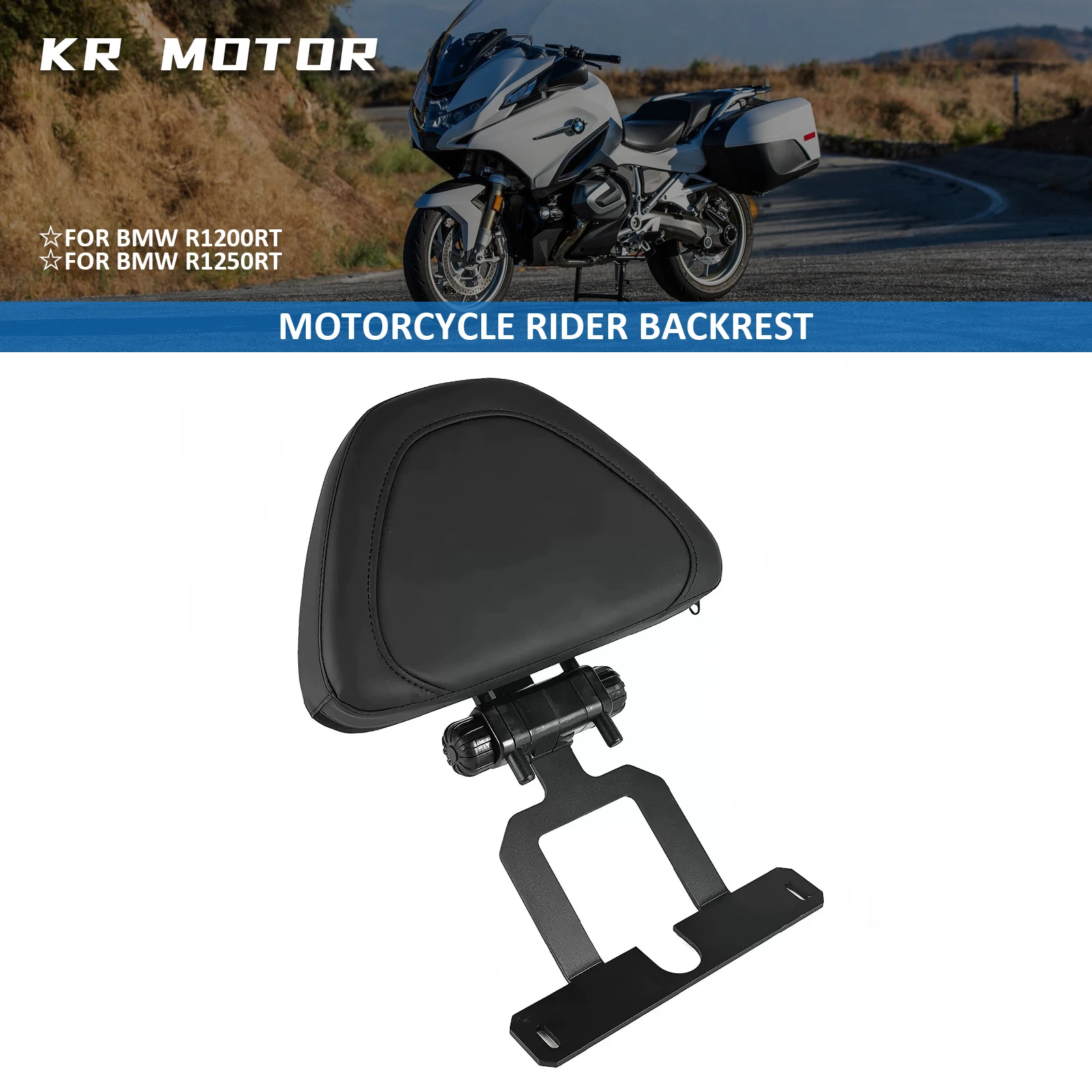 Motorcycle Adjustable Driver Backrest Seat Back Cushion Rider Backrest Fits For BMW R1200rt R 1200 RT R1250 RT R1250RT 2014-2024