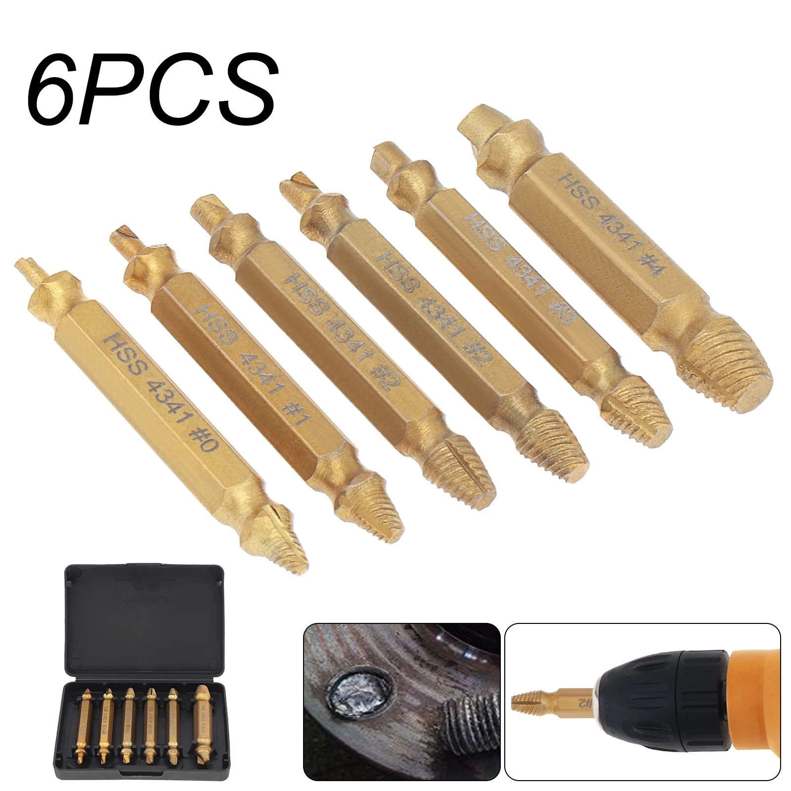 

6pcs Damaged Screw Extractor Drill Bit Set Easily Take Out Broken Screw Bolt Remover Stripped Screws Extractor Demolition Tools