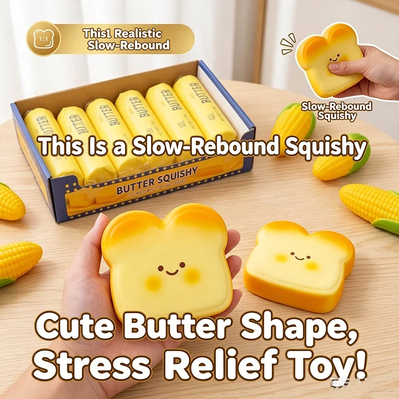 PU Slow Rising Squishy Christmas Emoji Toast Creative Stress Relief Squeeze Fidget Toy for Kids Adults