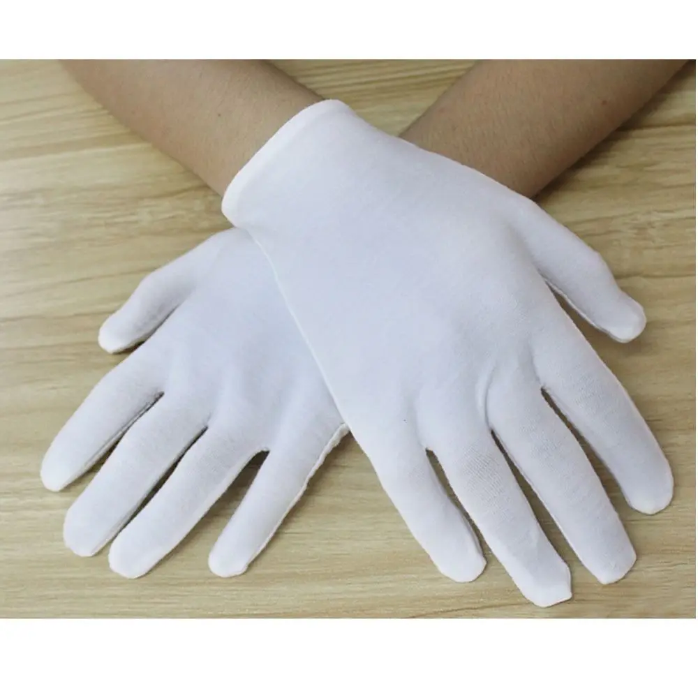 Guantes de algodón anticalor para cocinar, guante blanco de un tamaño, 12 pares