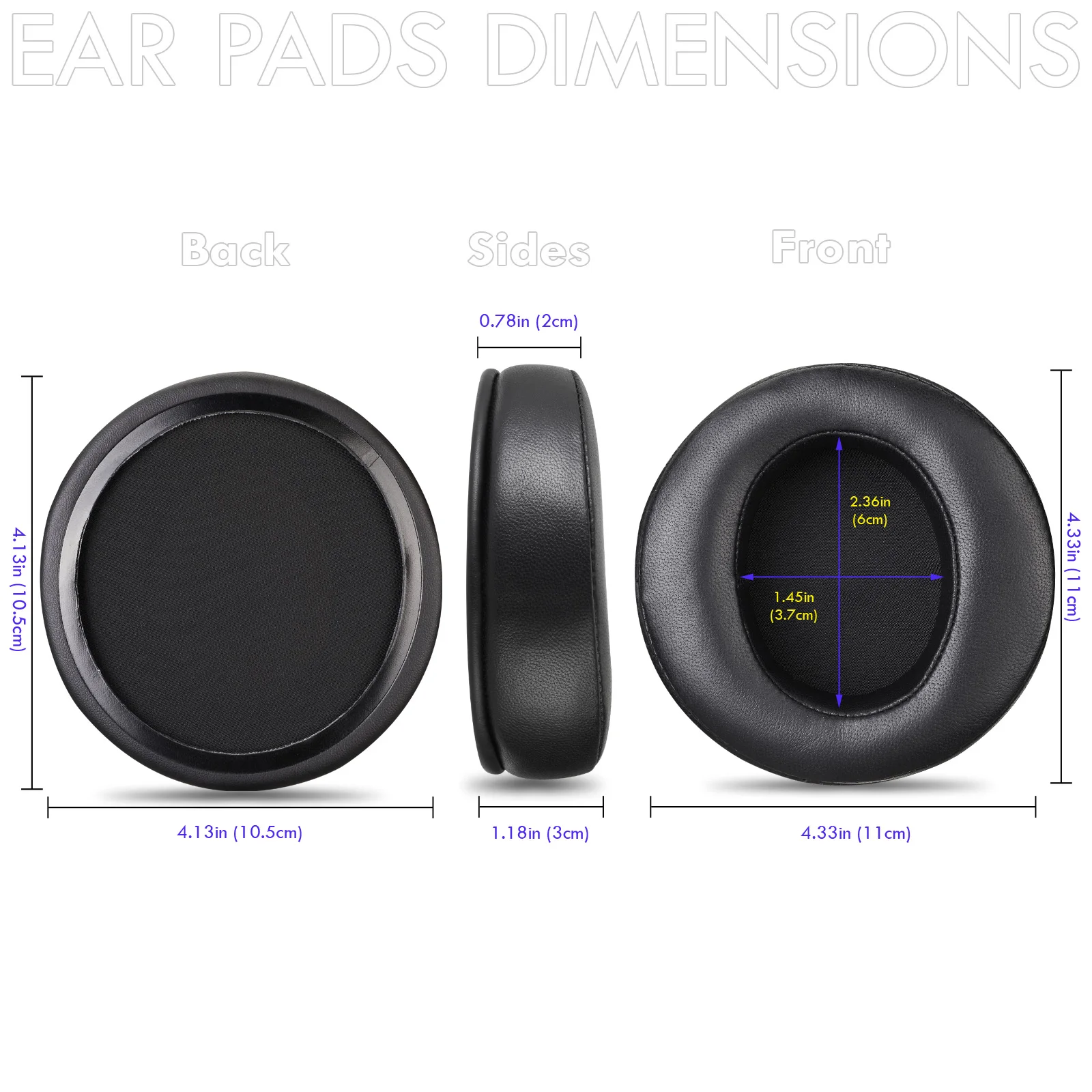 Almohadillas para los oídos de piel de oveja de 105mm para auriculares FiiO FT1,Fostex TH-600 TH-900,Denon AH-D5200/D7200/D9200/Ether Flow 1.1/ZMF