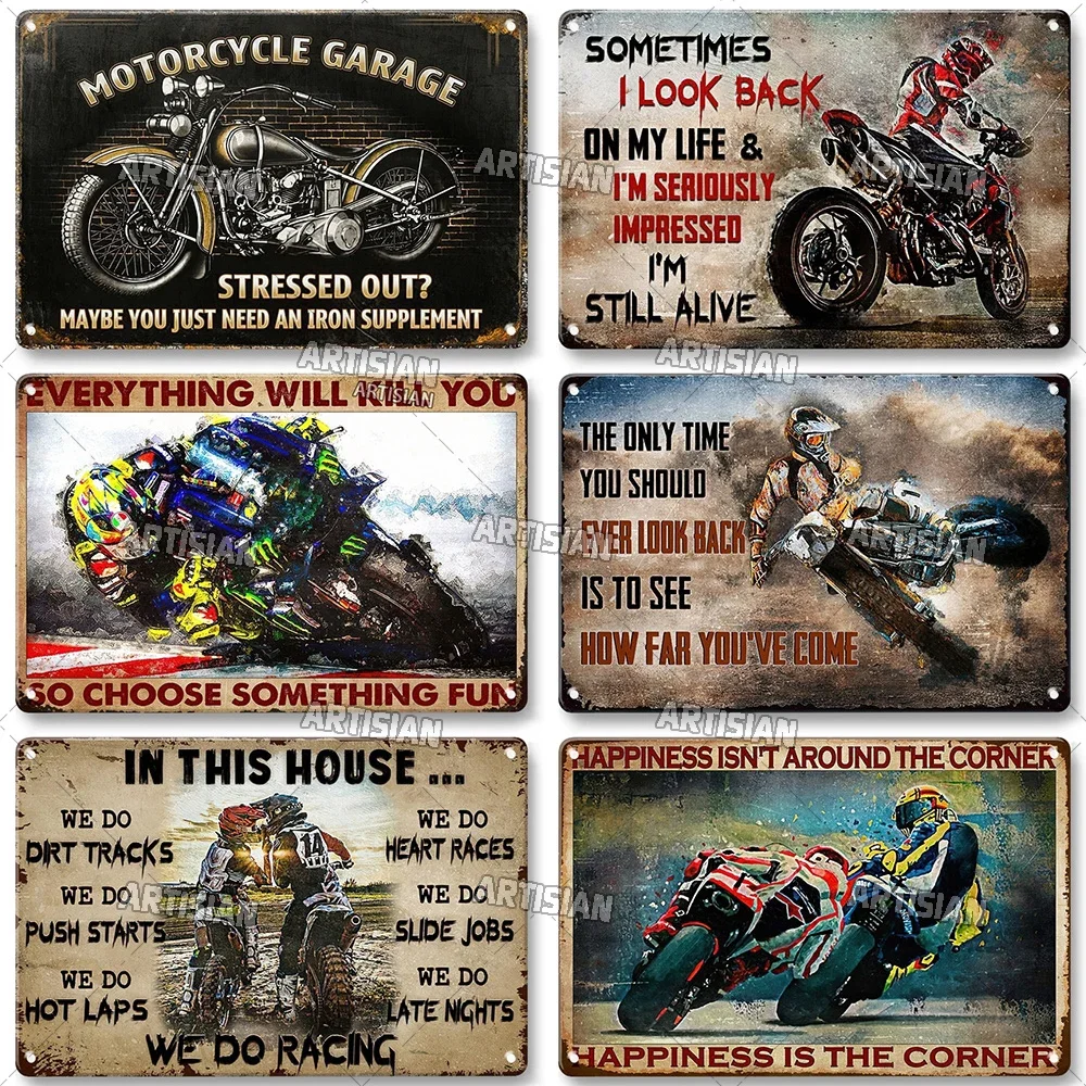 Artisian Motorcycle Metal Sign Motorbike Tin Plate Racing Decorative Plaque Riding Wall Decor Garage Bar Pub Club Hotel Cafe