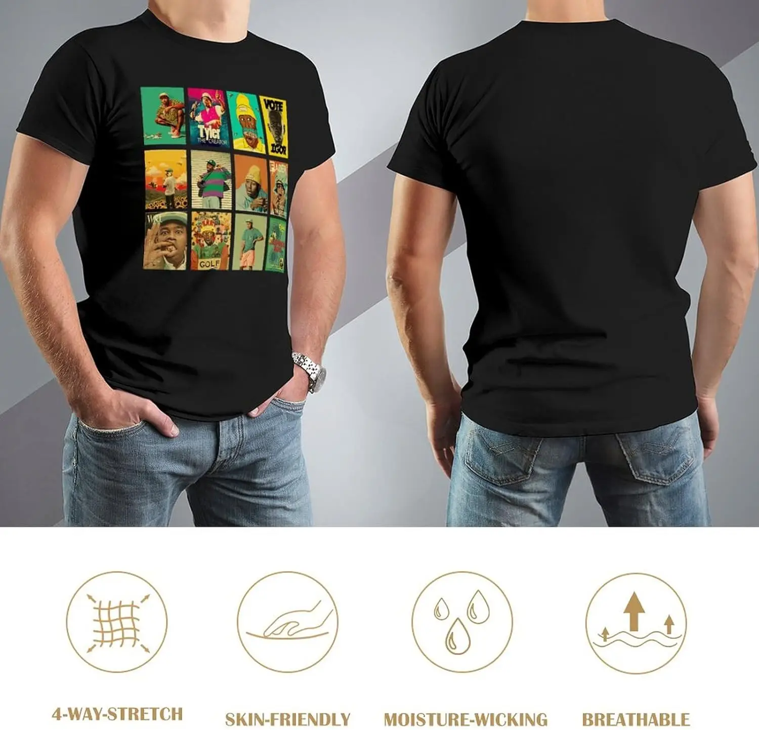 Men's T Shirt Crewneck Cotton Short Sleeve Classic Tee Shirt Tops