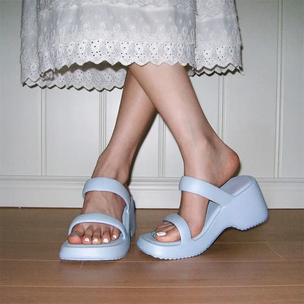 Lazy Casual Outdoor Wear One Foot Stirrup Shoes Hundred Summer Height Increasing Thick Bottom Slippers Sandals Soft Anti-slip