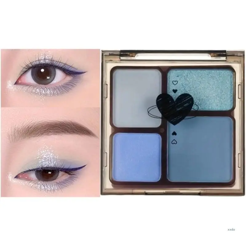 Convenient 4 Colors Eyeshadow for Women Girls Create Beautiful Eye Look Makeup Waterproof and Long lasting Eyeshadow Set