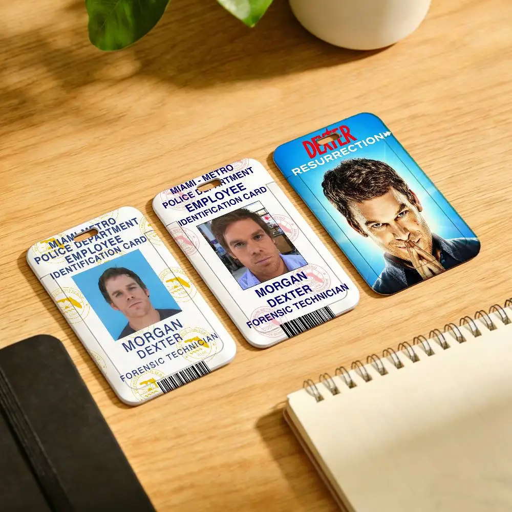 D-Dexter Morgan Lanyard Pull Back Clip Holder and Card Holder Rotating Back ID Card Family Gift
