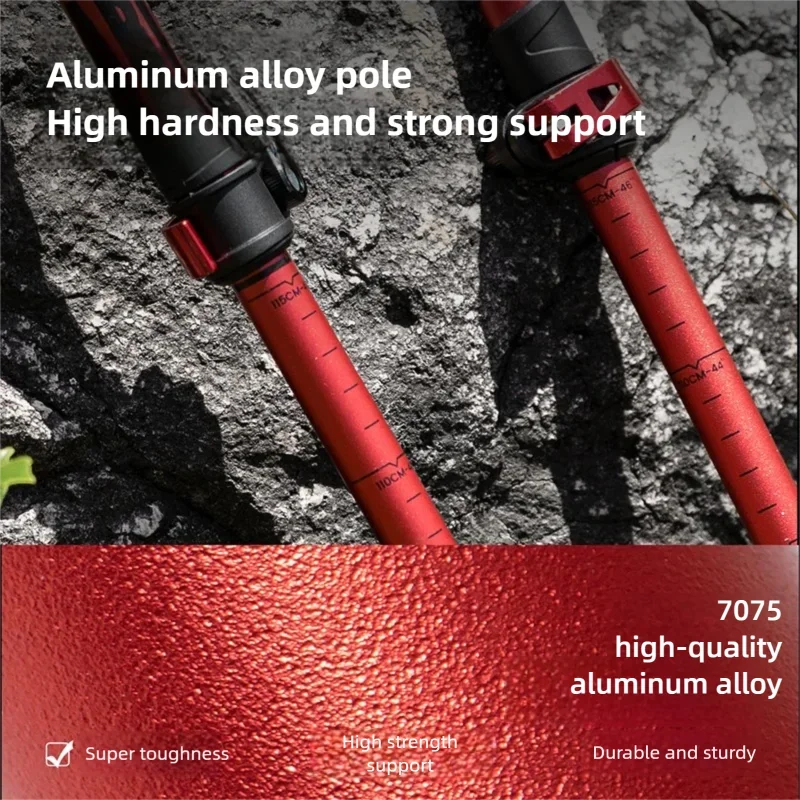 BISINNA 2PCS Trekking Poles Folding Telescopic Aluminum Alloy Professional Walking Sticks With Detachable Wristband Hiking Canes
