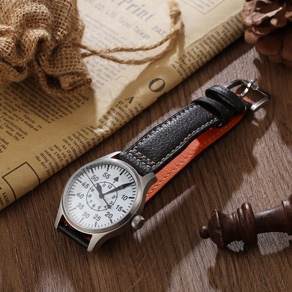 【Escapement Time】Automatic PT5000 Bewegung Pilot Uhr mit Typ-B Schwarz Zifferblatt und 40mm Fall wasserdichte 100M – Detail 14