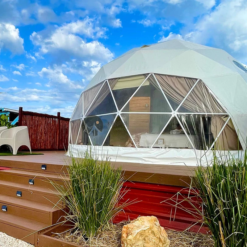 Factory Direct Sale Green Glamping Igloo Garden Hotels Camping Geodesic Dome Tent