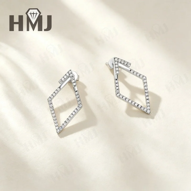 Ohrstecker aus 925er Sterlingsilber mit runden Moissanit-Diamanten, Pavé-Besatz, für den täglichen Gebrauch, einzigartige edle Schmuckgeschenke – Detail 9