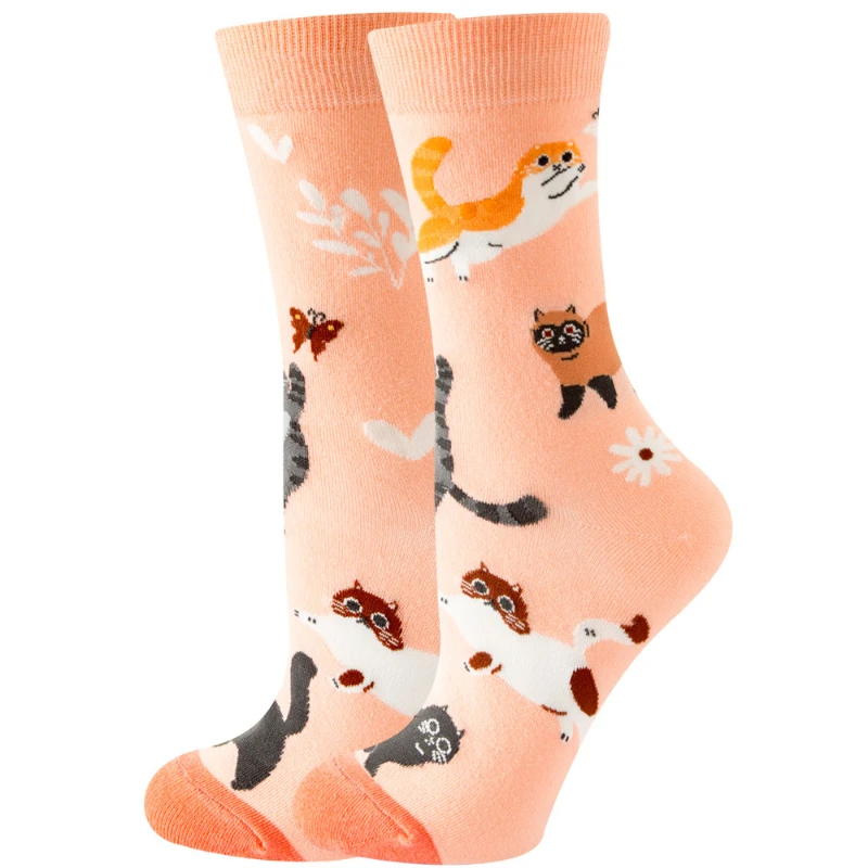 Chaussettes mi-tube en coton pour couples, chaussettes animaux personnalisées, chaussettes carillons alimentaires, automne et hiver, nouveau