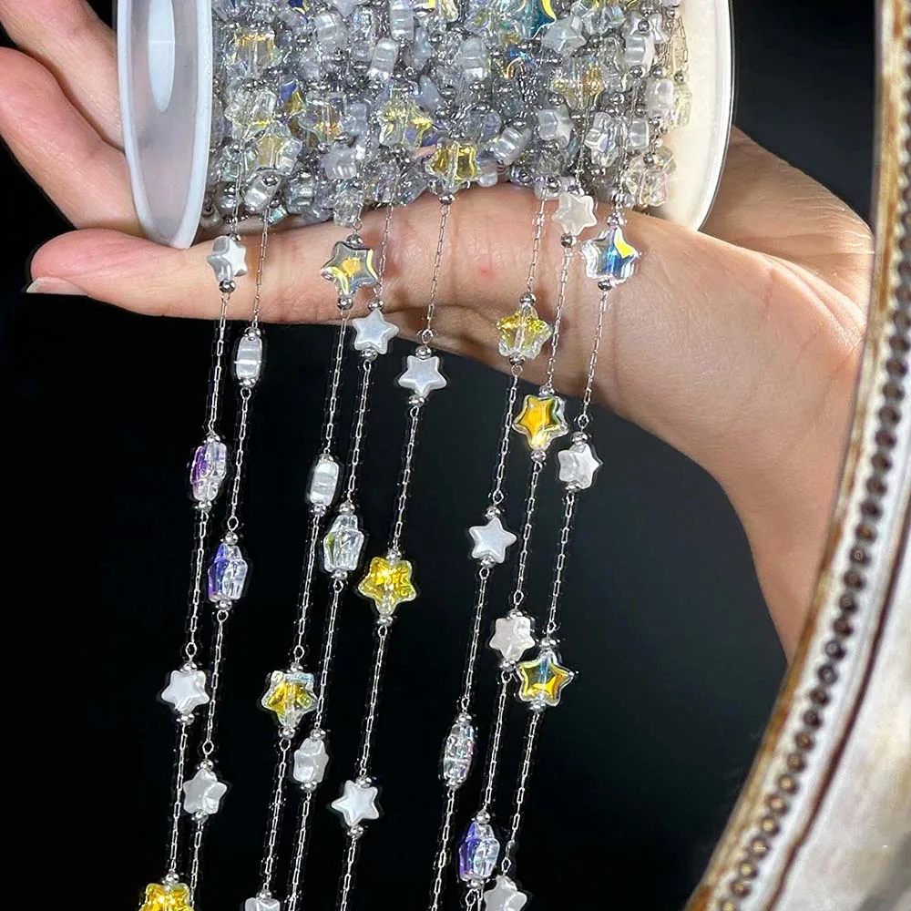 

0.5Meter 1Meter Colorful Crystal Stars Beaded Chain for DIY Necklace Bracelet Jewelry Accessories