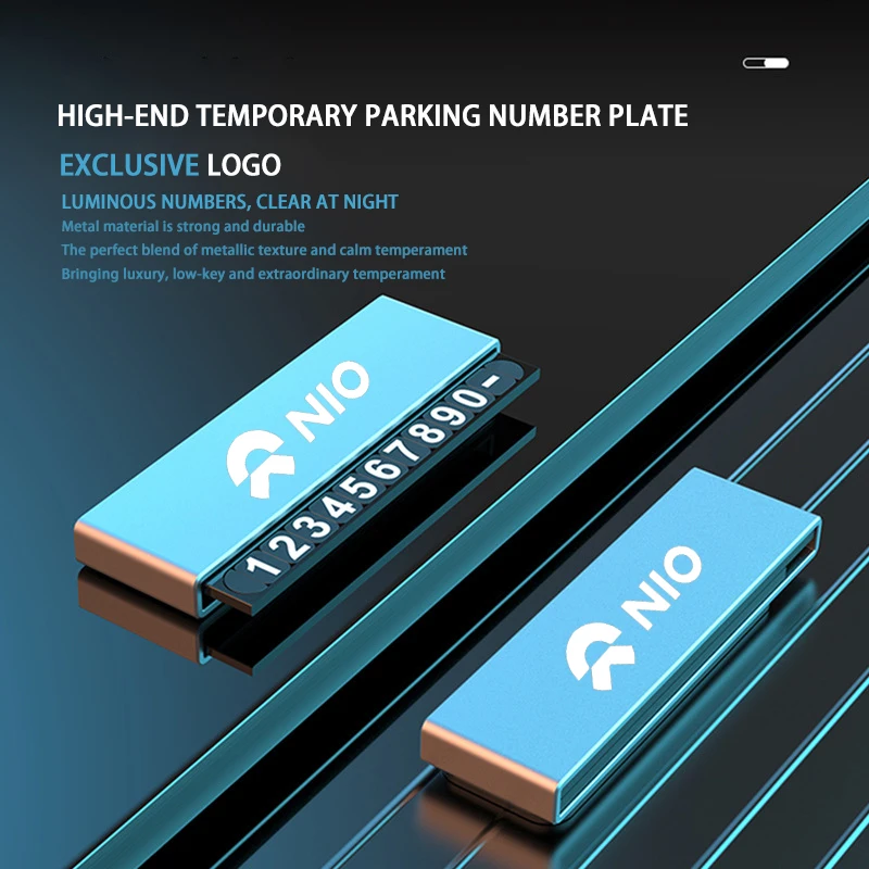 

Car Metal Luminous Temporary Parking Mobile Phone Number Plate For Nio ET7 ET9 ES7 TE5 ES6 EC7 T ES7 Auto Accessoires 2024 Logo