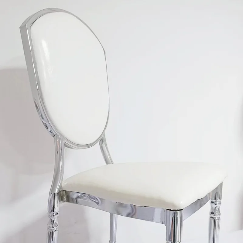 Stainless steel white shell back chair hotel banquet auditorium chair, hotel lobby iron paint wedding chair