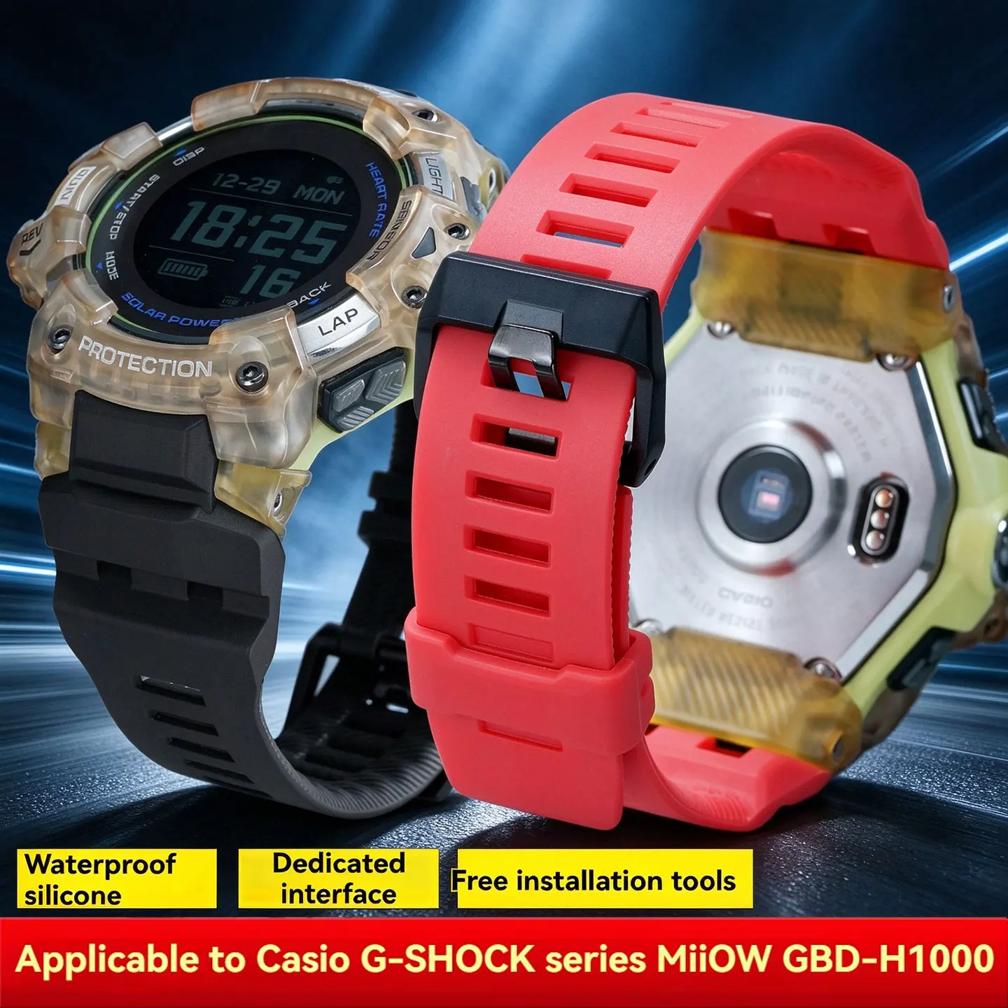 GBD-H1000 Soft Silicone Strap For Casio G-SHOCK 3475 GBD-H1000-1A4 Dedicated Interface Rubber Watchband Men's Bracelet wristband