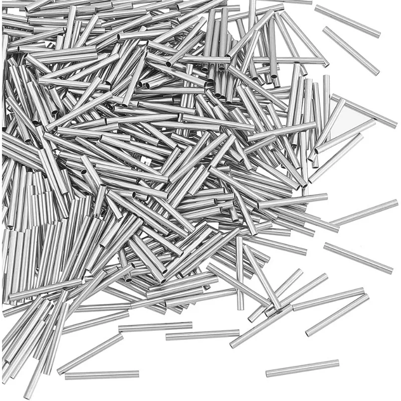 

500pcs 15mm Long Stainless Steel Tube Beads Straight Tube Charms Metal Smooth Finding Beads for Jewelry Crafts Making Findings