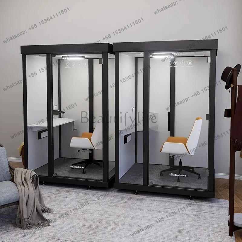 

Movable glass soundproof room, family indoor interview cabin, live stream, soundproof compartment