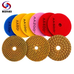 6PCS/Set 4 Inch Super Polishing Pads 100mm Hybrid Extra hard Material Wet Polishing Pad For Marble Granite Stone Fast Grinding