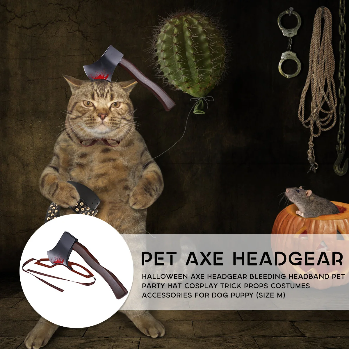 

Pet Halloween Headband Cosplay Hat Costume Accessories M Size Dog Party Hat Creepy Design Photo Props for Festive Occasions