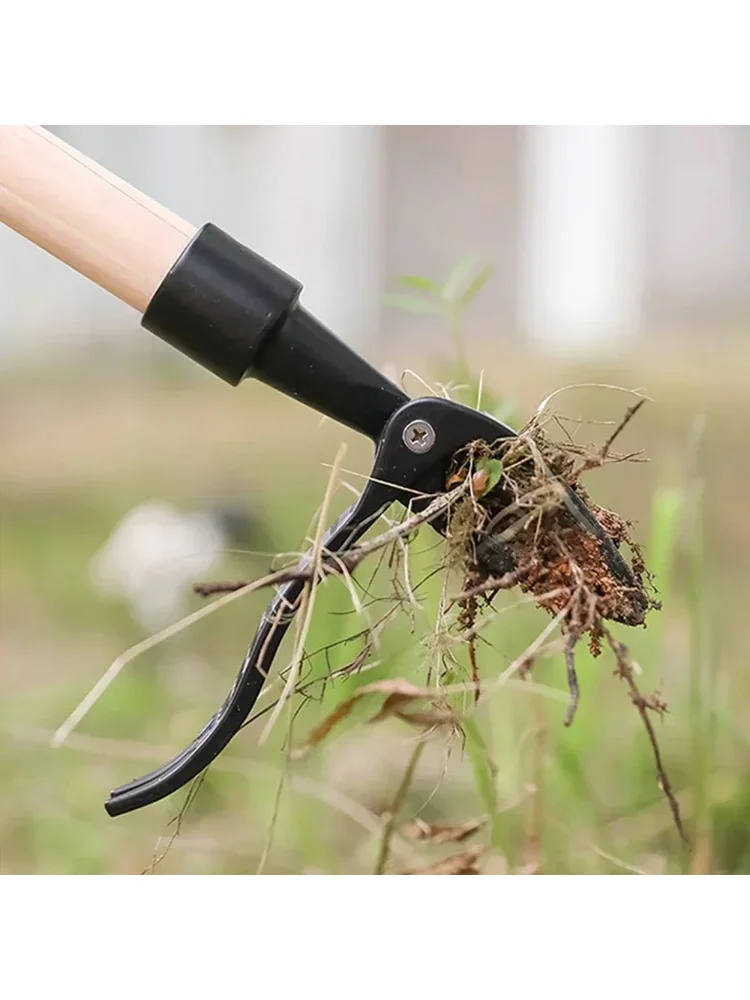 Stand Up Weed Puller Tool, 4 Claw Steel Head Weeding Head, Easily Remove Weeds Without Bending, Root Remover Tool for Lawn Yard