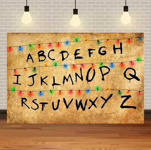 American TV Stranger Theme Background Lights Alphabet Episode Series Vinyl Banner Party Decoration Supplies Photo Prop Baby Gift - Image 3