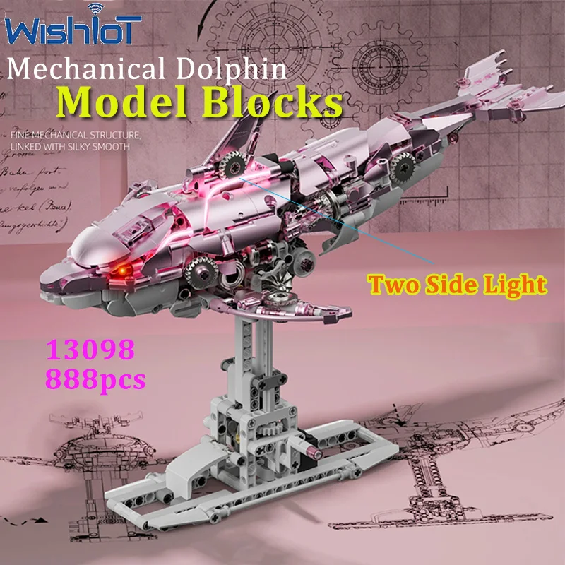 

Mechanical 13098 Pink Dolphin Model Building Blocks Set Simulation 888pcs Assembled Animal Puzzle Small MOC Bricks Toys Kids Gif