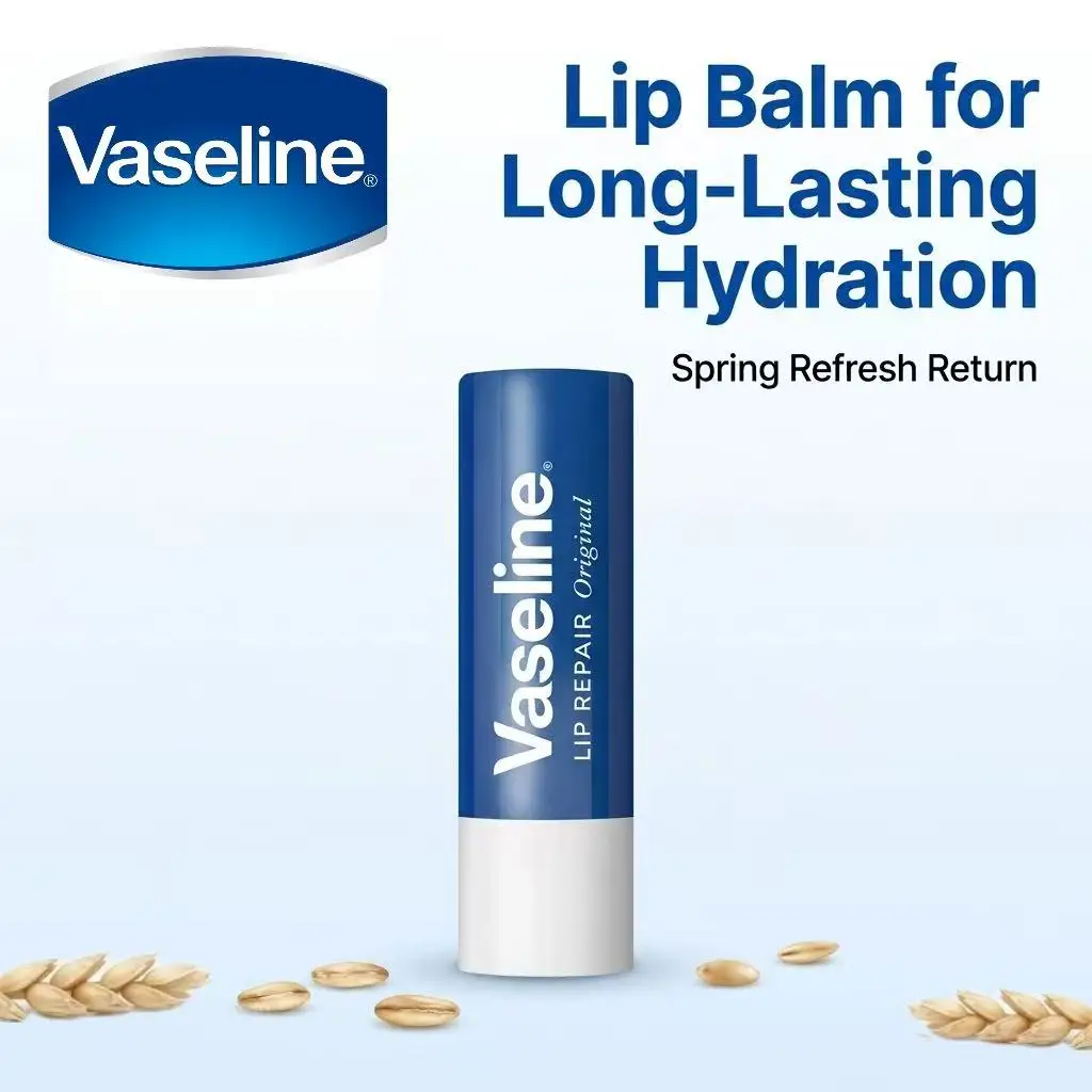 Vaseline Original Lip Balm Long Lasting Moisturizing Lip Repair Hydrating Care for Dry Chapped Lips Daily Makeup Primer