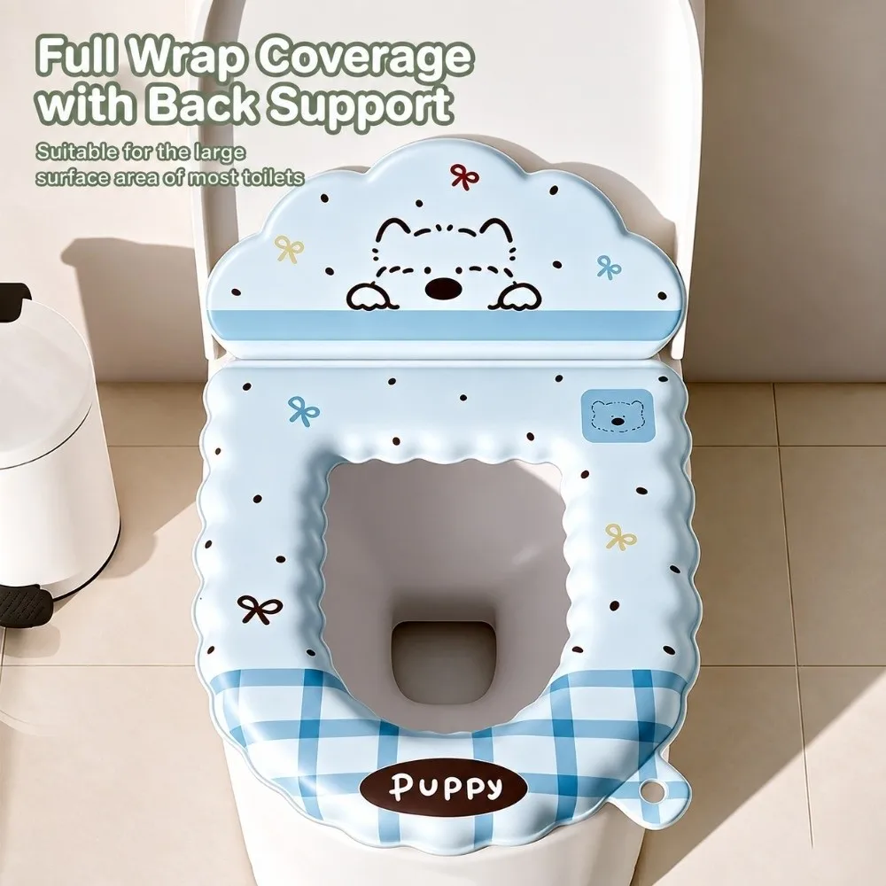 EVA Backrest Toilet Seat Cover Cartoon Dog Self-adhesive Aromatherapy Toilet Seat Cushion Thickened Waterproof Toilet Mat