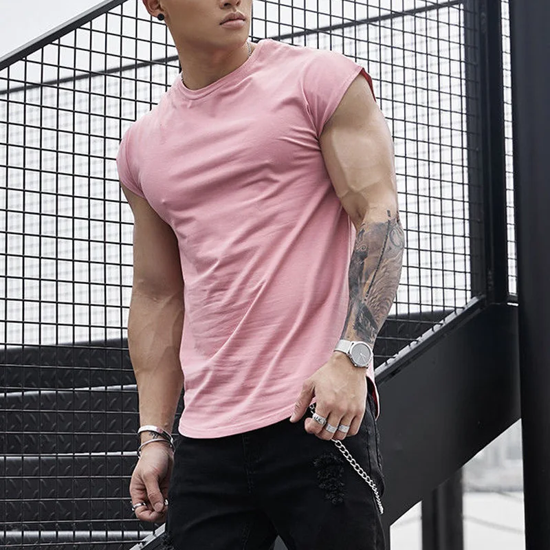 Fashion Loose Sleeveless Men\'s Clothing 2023 Summer New Solid Color Cotton Round Neck Vest Motion Bodybuilding Quick Drying Tops