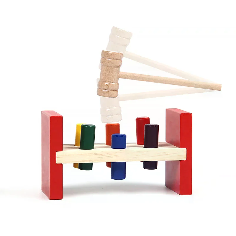 Montessori Wooden Hammer Toy Children Fine Motor Training Sensory Game Color Cognition Set Educational Toy For Autistic Children