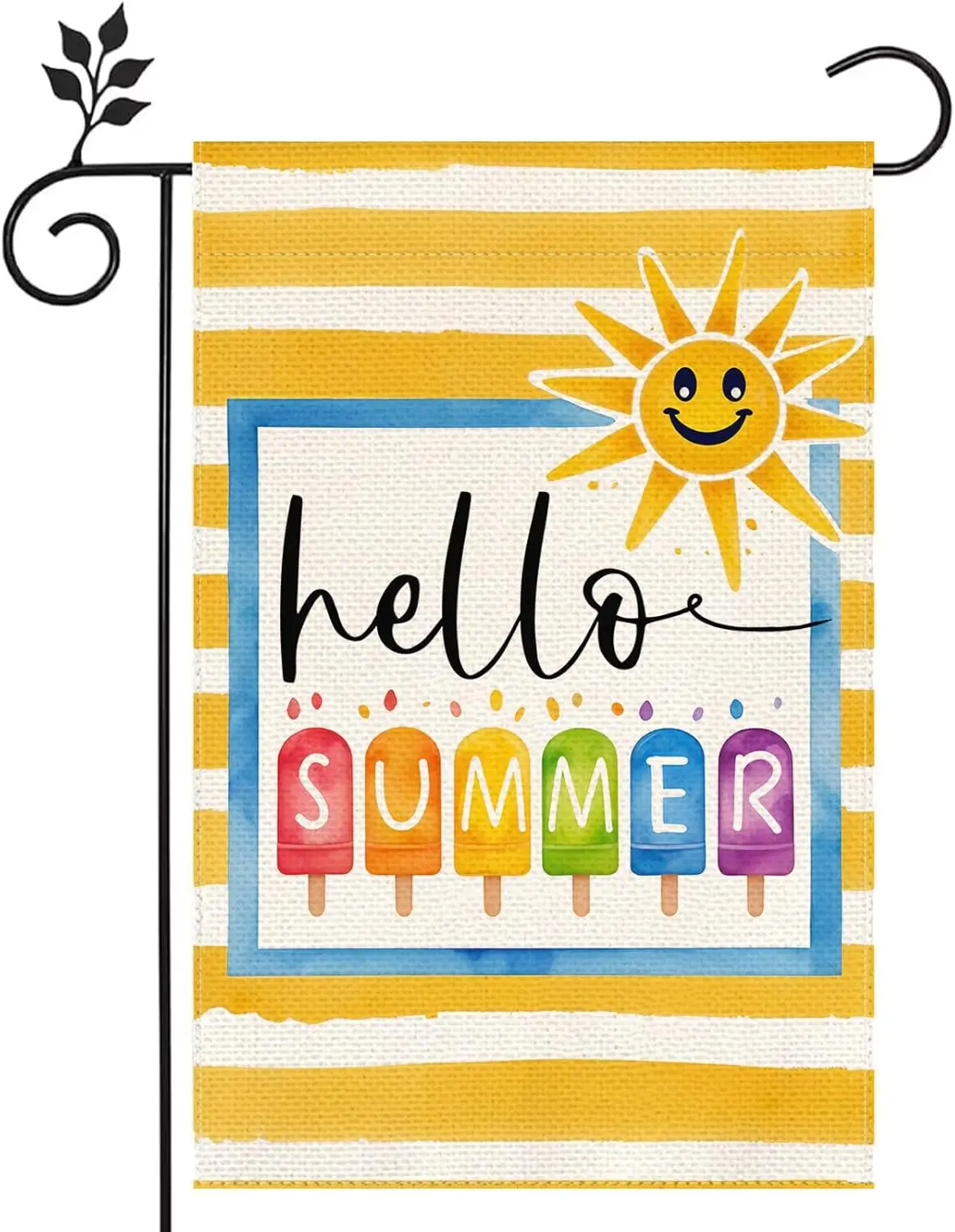 Summer Hello Sunshine Sunflower Ice Cream Garden Flag 12x18 inch Double Sided Burlap Home Outdoor Patio Decor Flag LLO LLX uui