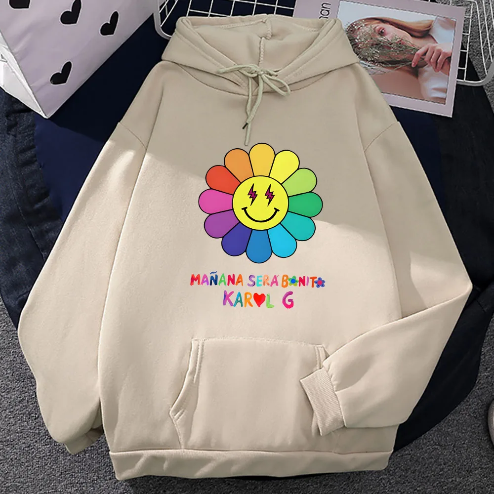 Karoll g Manana Sera Bonito Geruch Gesicht Blumen druck Sweatshirts weiblich/männlich Winter Fleece Hoodie übergroße Langarm Pullover