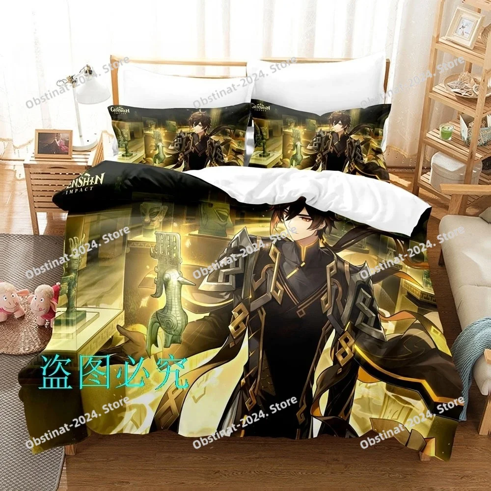

Genshin Impact Bedding Set Single Twin Full Queen King Size Bed Set Kids Bedroom Duvetcover Sets Bed Sheet Set Genshin Impact 6