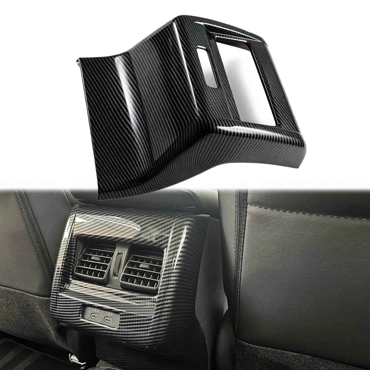 For Toyota Camry XV80 9th Gen 2025-2026 ABS Carbon Fiber Rear AC Vent Frame Cover Anti-Kick Rear Outlet Trim(Not For US Version)
