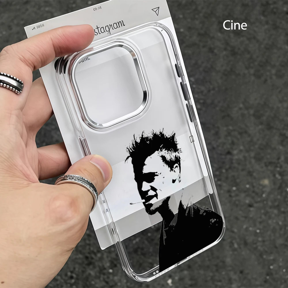 Luxury Large Window Candy Color Border Phone Case For iPhone 18 17 16 15 14 13 Pro Max Transparent  Fight club