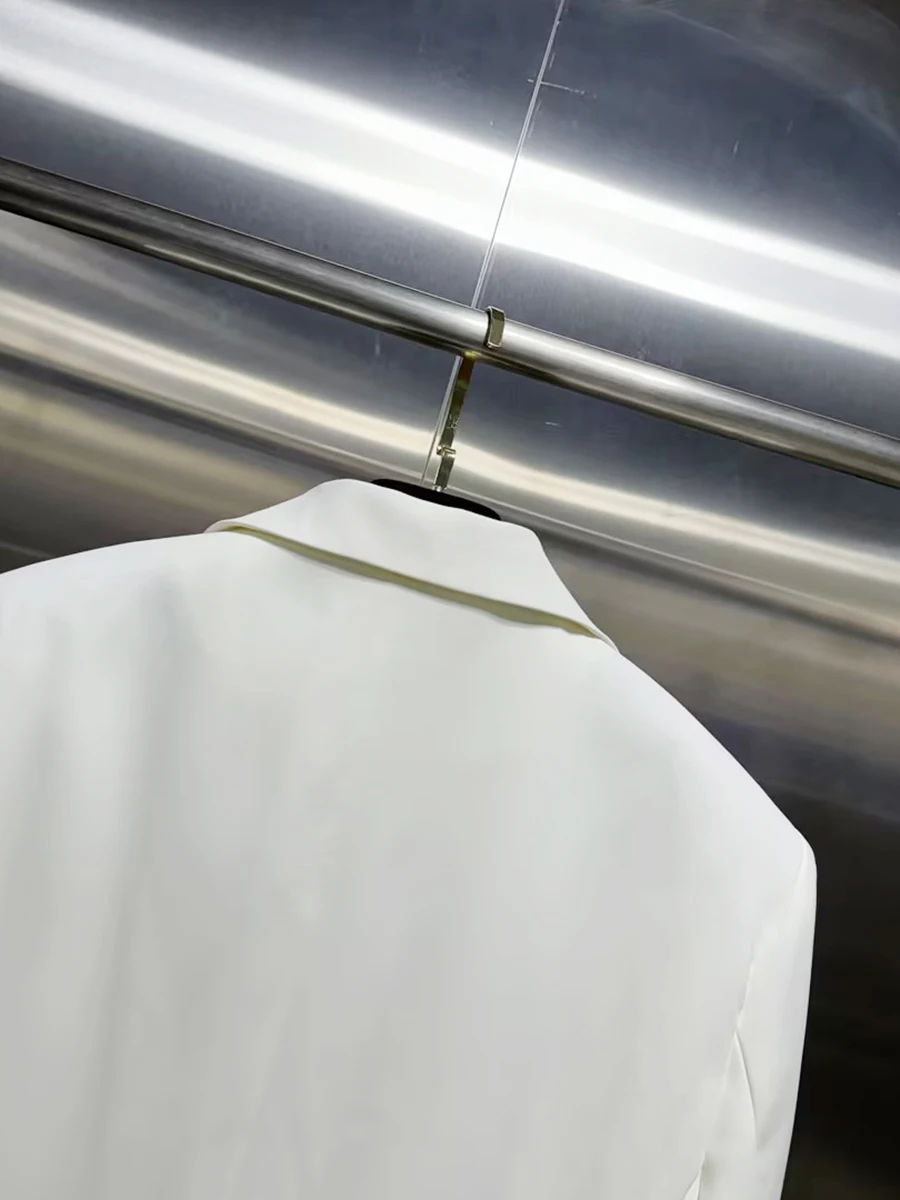 CHICEVER White Spliced Lace Up Chic Jacket Female Lapel Long Sleeve Loose French Design Women's Jackets Autumn Fashion Style New