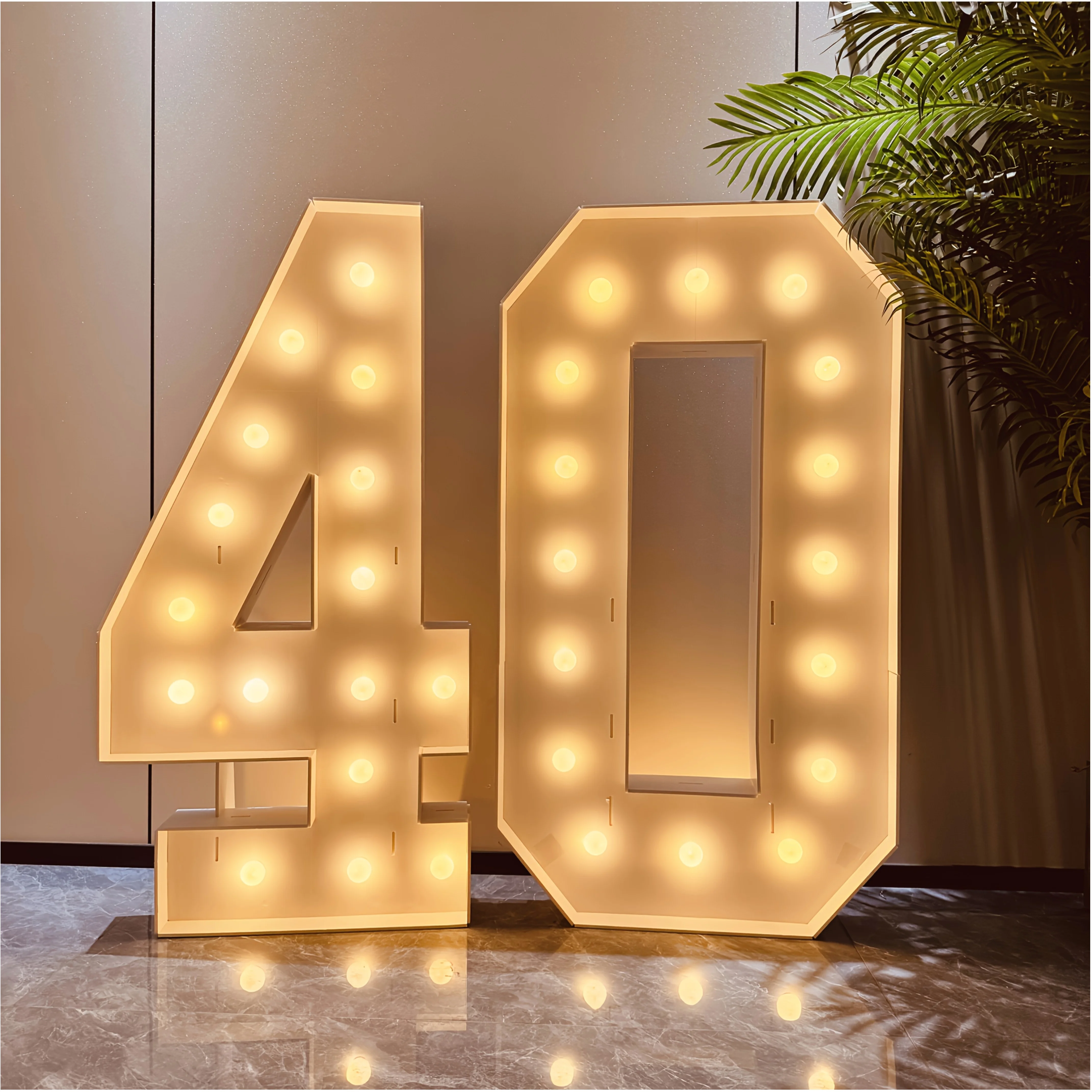120cm Tall Light-Up Digital Number Decor – Warm Yellow LED Glow, KT Board Display for Birthday, Anniversary & Festival Parties –