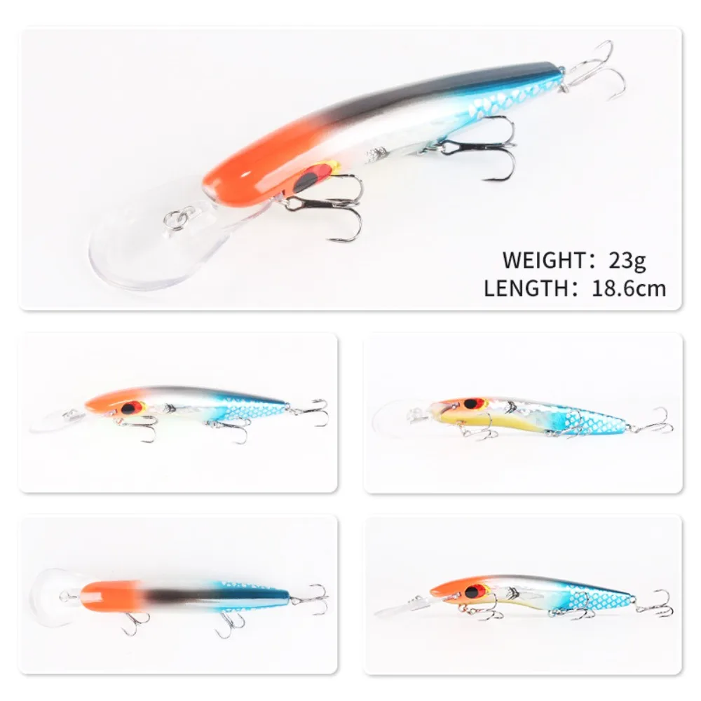 Deep Diving 8M+ Big Minnow Simulate 10 Color Artificial Hard Bait Wobbler Bending Trolling for Freshwater Carnivorous Fish