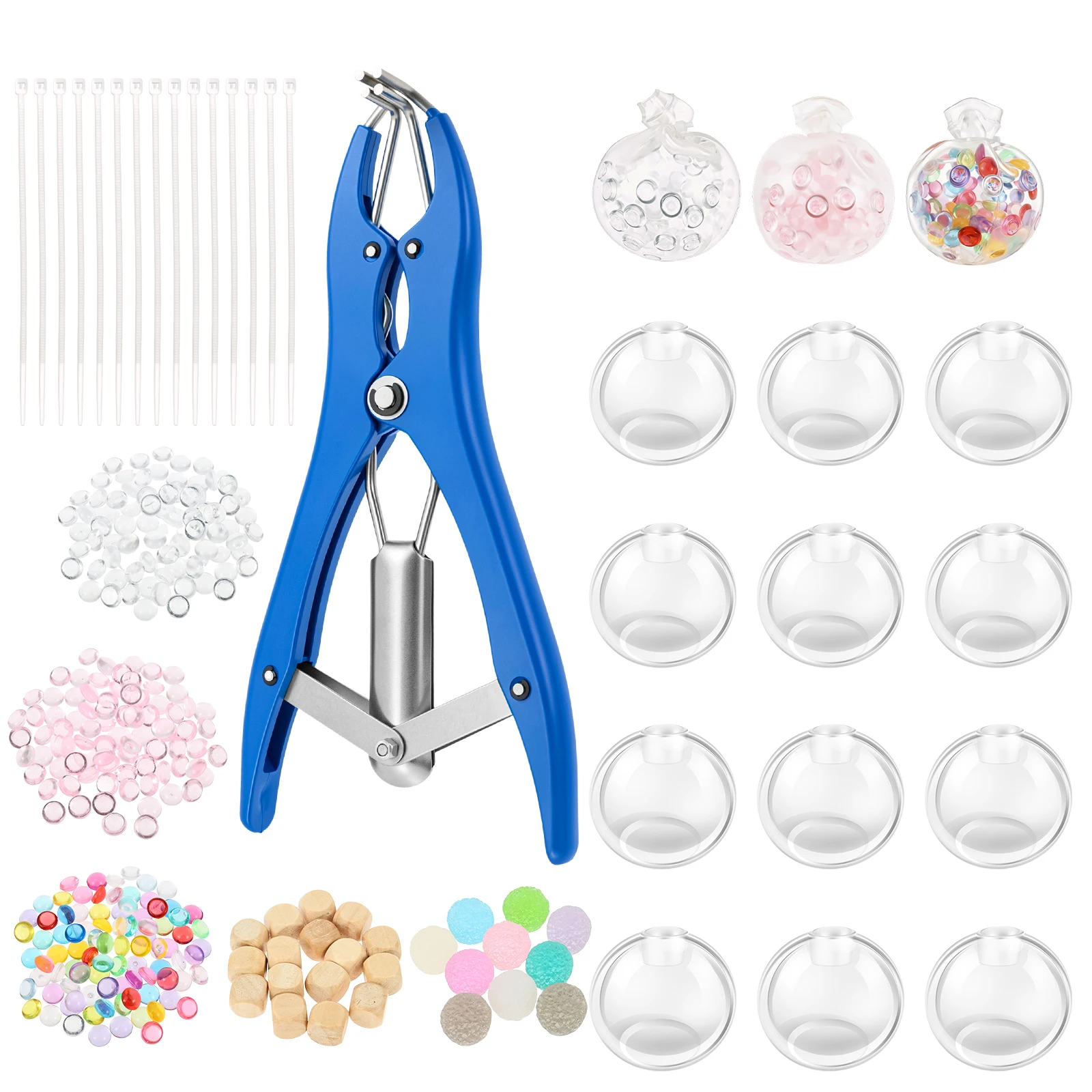 Kit DIY de Bolas Anti-stress a Vácuo: Skins de Bola Lisas com Tampas, Acessórios de Enchimento, Bolinhas de Espuma e Glitter para Brinquedos de Recuperação Lenta