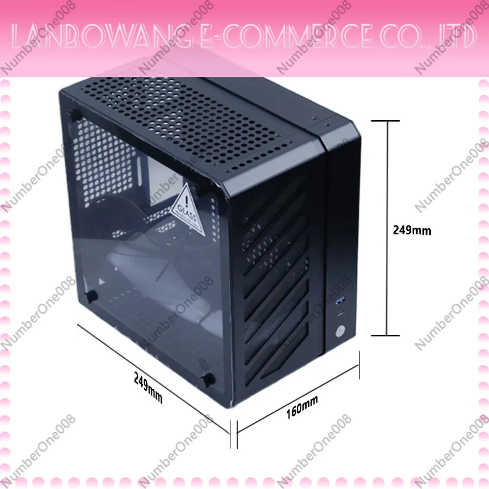 C24 Sugar Cube Portable Mini Desktop ITX Computer Case with Tempered Glass Little Horizon Chassis TypeC Version