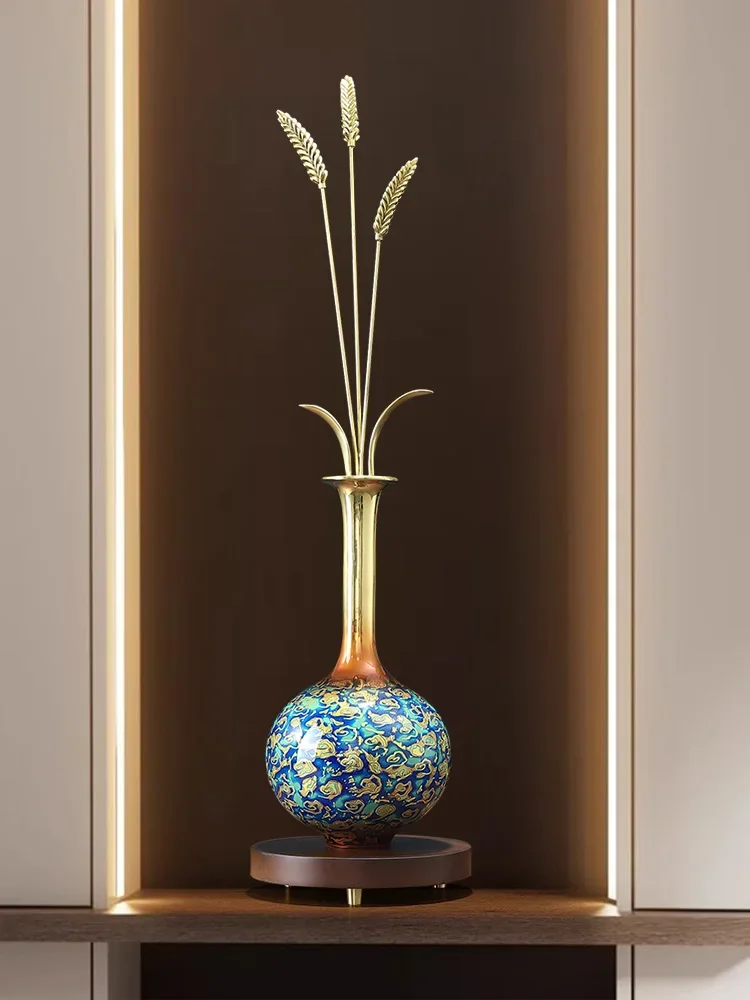 Copper wheat ears ornament entrance barley new Chinese desktop decoration housewarming high-end gift