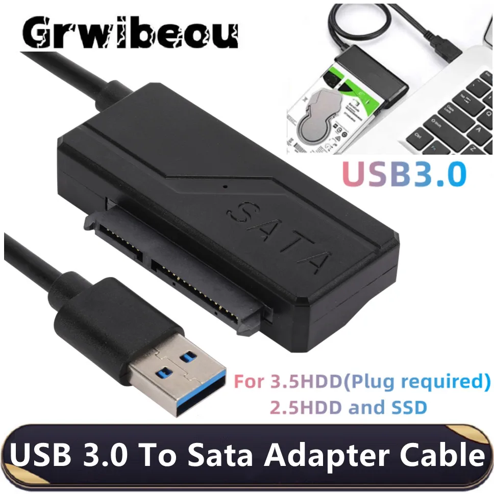 USB 3.0 Ke Kabel Adaptor Sata Ke USB 3.0 Kabel Konverter Hard Drive untuk 2.5 3.5 HDD SSD Hard Drive 7 + 15 Pin Kabel Sata III