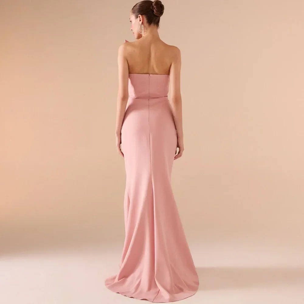 カスタマイズされたノースリーブクレープガウン A ラインイブニングドレスサウジアラブウエディングドレスフォーマル絶妙な高品質パーティードレス女性のための