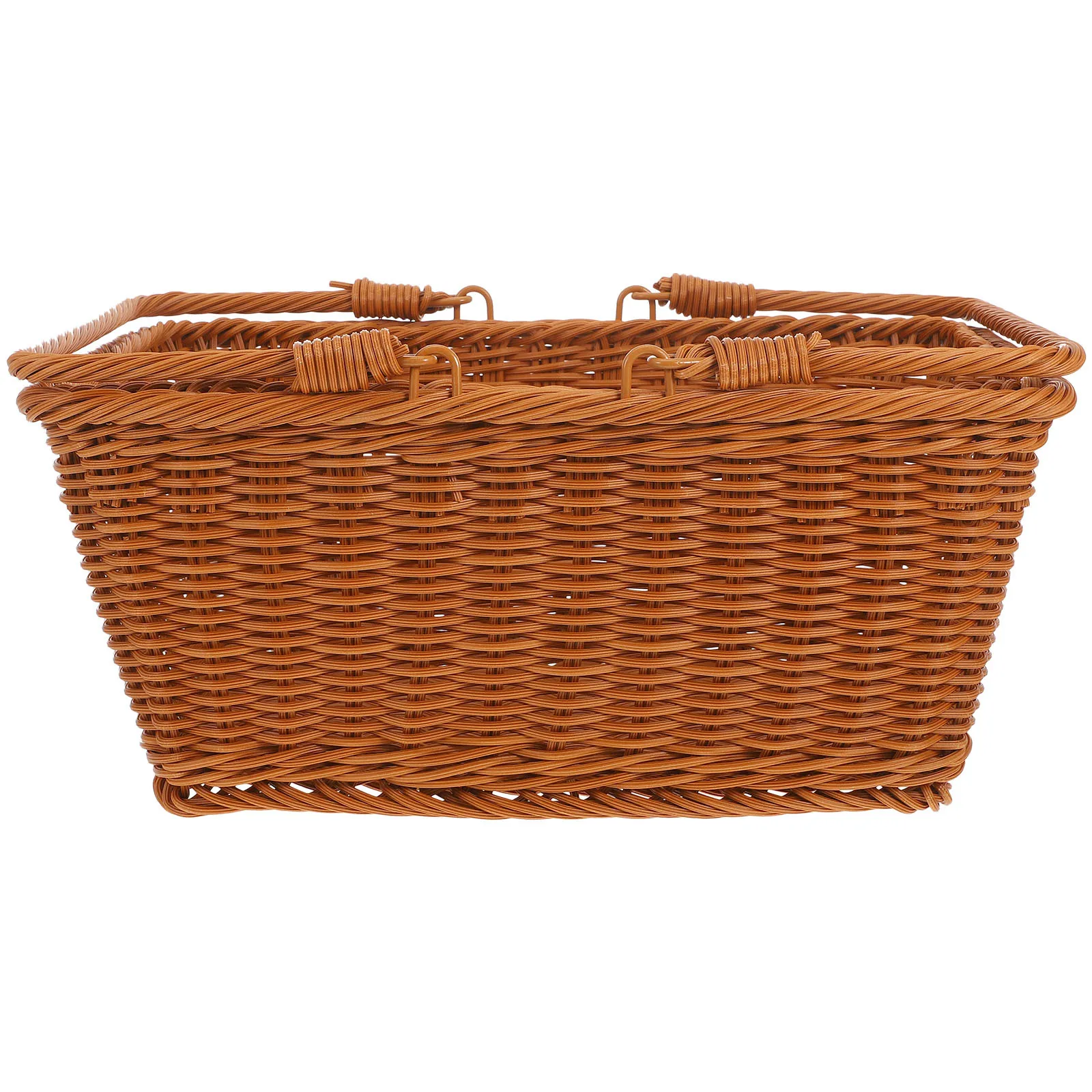 

Simulation Rattan Woven Basket Large Capacity Reusable Picnic Fruit Bread Storage Basket Portable Handwoven Vegetable